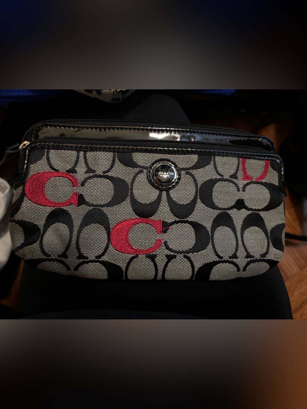 COACH Black & Red Signature Clutch wallet